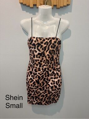 SHEIN Leopard Print Slip Mini Dress in Brown and Black